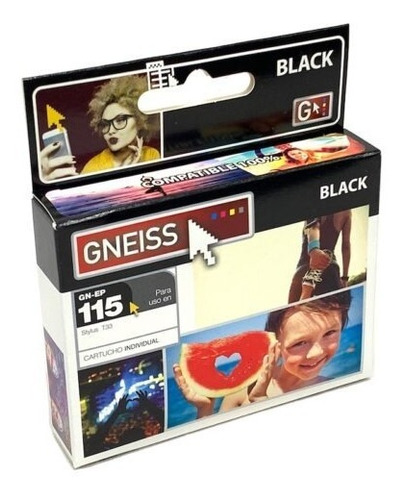 Imagen 2 de 8 de Cartucho Gneiss Compatible Con 115 Negro St T33