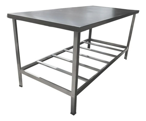 Mesa 190x55 Bancada Industrial Para Cozinha De Restaurante Açougue Com Prateleira Inferior 2m Sebem Inox