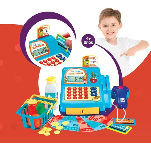 Imagem 2 de 5 de Caixa Registradora Infantil Com Acessórios Meninos - Br386