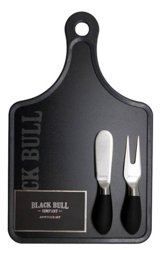Set Aperitivo Tabla Cuchillo Y Tenedor Black Bull