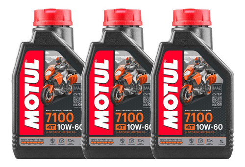 3 Litros Óleo Moto 100% Sintético Motul 7100 10w60 