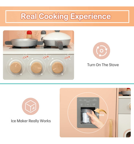 Set De Cocina De Madera Para Niños Con Diseño Realista Color