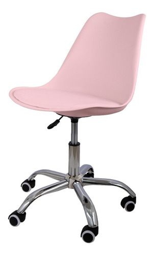 Silla de escritorio InnGroup Tulip con ruedas rosa