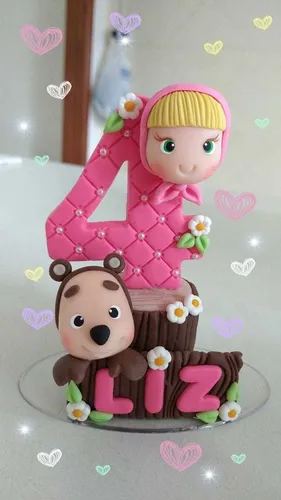 Vela De Masha Y Oso En Porcelana Fría Personalizada