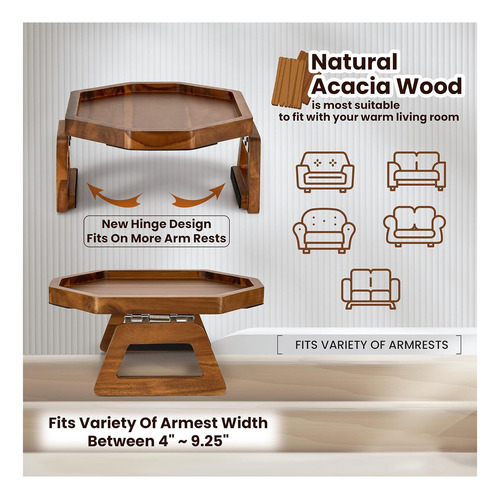 Mesa De Brazo De Sofá De Tinamo Acacia Bandeja De De Sofá De
