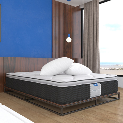 Colchón Restonic Queen Size Dome Ortopédico + 2 Almohadas Blancas Suaves