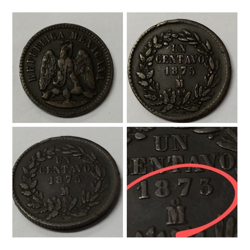 1 Cent. 1873 (mo) México. Moneda De Colección,cobre.xf.