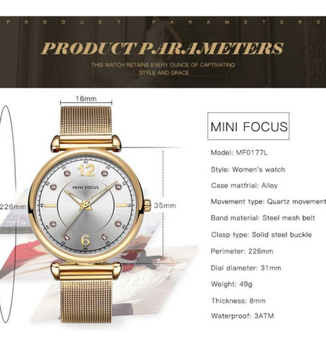 Relojes Mini Focus Diamond Luminous Para Mujer Color De La Correa Coffee