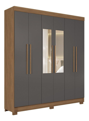 Guarda-roupa 06 Portas 2 Gavetas Com Espelho Mdp Dhwt