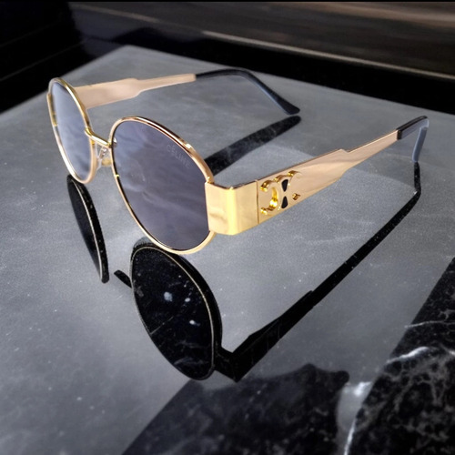 Gafas Celine Tendencia Moda Oval Celine Negro Dorado Dorado