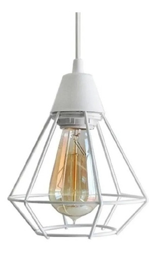 Imagen 2 de 7 de Lampara Colgante Vintage 1 Luz Jaula Diamante 15cm Ferrolux