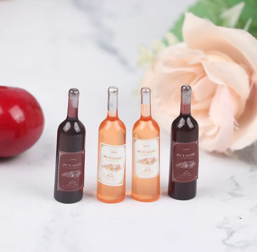 10 Mini Botellas De Vino ( Miniaturas) Casa De Muñecas