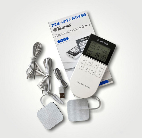Tens Ems Fitnes Masajeador Eletroestimulador Blunding Blanco