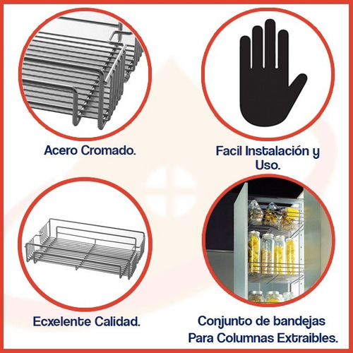 Conjunto Bandejas Para Columna Extraíble Para Frente Aplicar