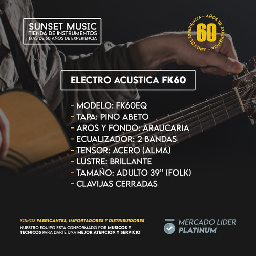 Imagen 2 de 9 de Guitarra Acustica Electroacustica Acero + Accesorios Regalo