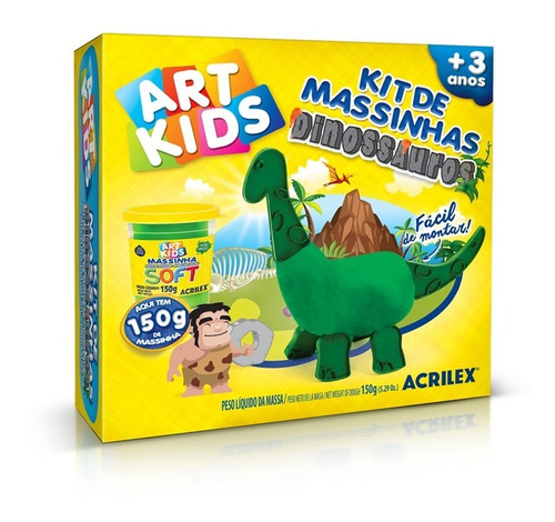 Kit Masas Soft Dinosaurio Verde Acrilex Art Kids X150g