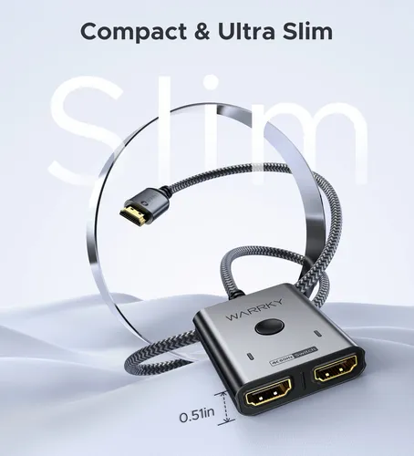 Interruptor Hdmi 4k 60hz, Warrky Hdmi 2.0 Switch 2 En 1 Sali