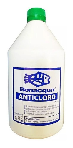 Imagen 1 de 3 de Anticloro Bonacqua 250ml Elimina Cloro Agua Pecera Acuario