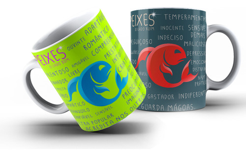 Caneca De Signos Lado Bom E Lado Ruim 325ml Cor Signo De Peixes