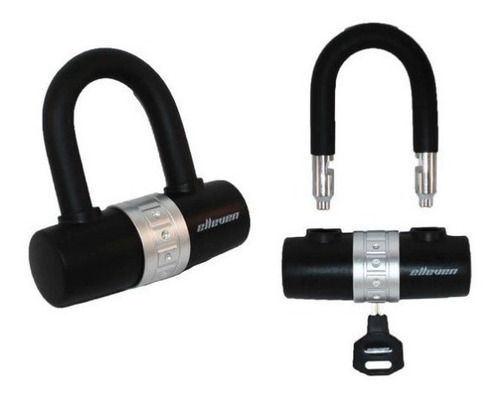 Imagem 3 de 3 de Cadeado Bike U Lock Trava C/ Cabo Aço 1,5mt X 12mm Elleven