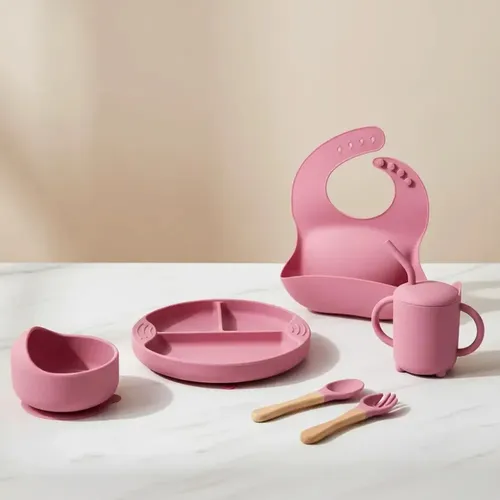 Set Alimentacion Bebe Plato Antideslizante Silicona Completo