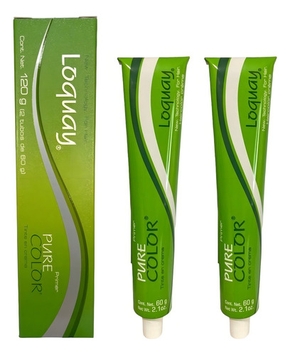 Tinte Loquay Primer Pure Color 120 G + 20 Vol. 120ml Tono 7.7 Rubio Medio Tabaco