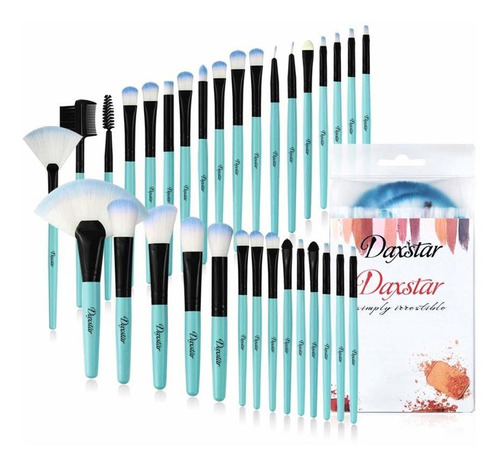 Pinceles De Maquillaje Azul 32pcs Esencial Sombra De Oj...