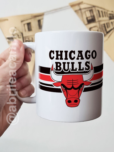 Taza Chicago Bulls Cinta Escudo Cerámica Importada Orca