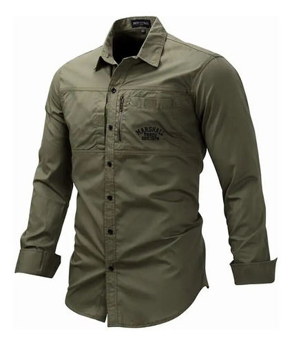 Camisa Militar Tactical Cargo, Manga Larga, Multibolsillos,