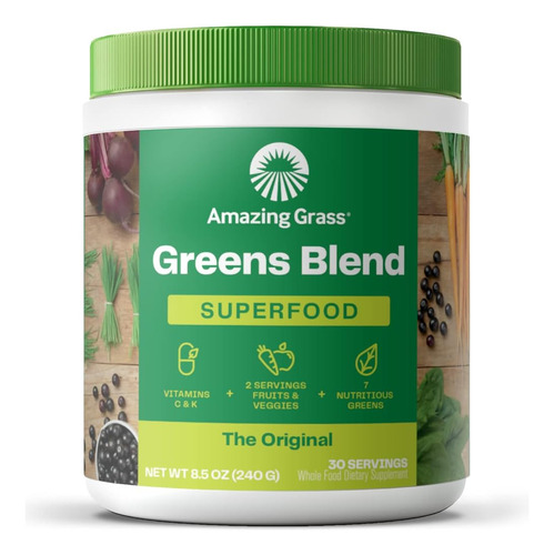 Greens Blend Superfood Con Espirulina Clorella Enzimas 240gr