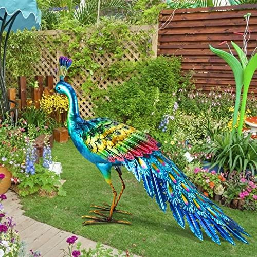 Estatua de pavo real de Chisheen, metal, decoración de jardín, diseño de pavo real D