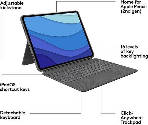Case Con Teclado Logitech iPad Pro 12.9 2022 M2 A2437 A2766