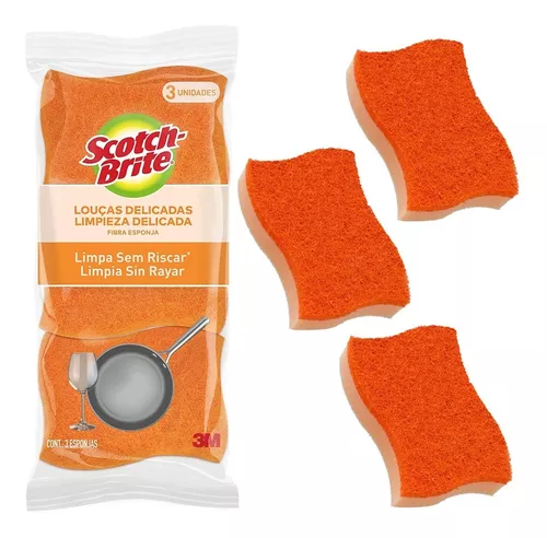 Scotch-Brite® Esponja para fregar sin rayar delicada, 3 unidades