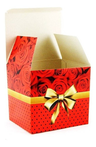 Imagem 1 de 1 de 5 Caixa Caixinha Presente P/ Caneca Decorada Vermelha