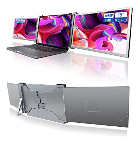 ~? Fopo 15 Pulgadas Triple Monitor Portátil Fhd 1080p Hdr Ip