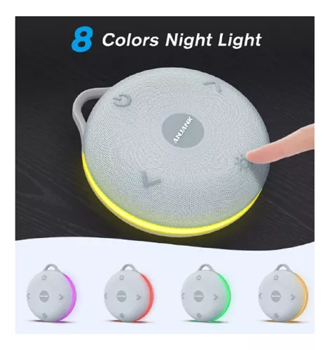 Máquina portátil de ruido blanco para bebé con 17 sonidos relajantes | 8  luces nocturnas | USB recargable | Tamaño de viaje para dormir y sobre la