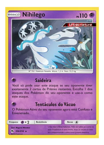 Carta Pokémon Ultracriatura Nihilego Trovões Perdidos