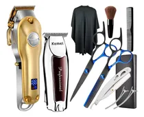 Comprar Kit Profissional Maquina De Cortar Cabelo Kit Barbeiro Profissional Maquina De Corte Profissional 2628 + Kemei 9163 Hair Trimmer Acabamento Kemei Tesoura + Máquina Cortar Cabelo Pu002F Barbeiro Kit Kemei