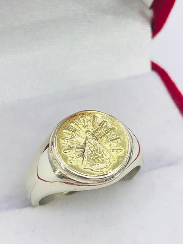 Anillo Virgen De Lujan Plata 925 Y Oro 