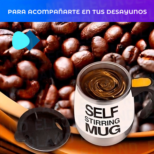 Taza Térmica Magnética Automática Batidora Recargable Café Blanco