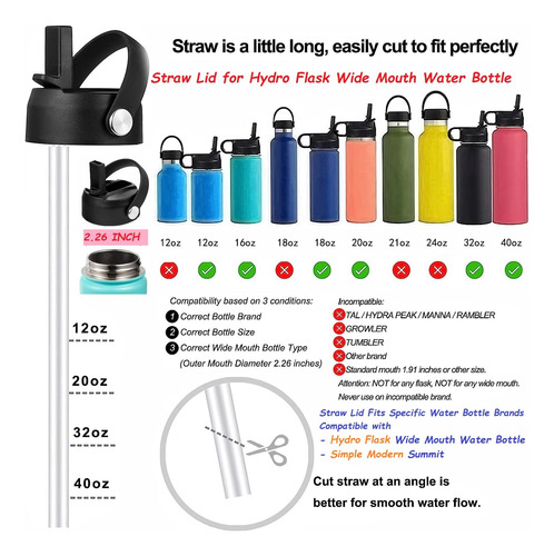 Pajita Hydro Flask Con Boca Ancha, Asa Y Pajitas