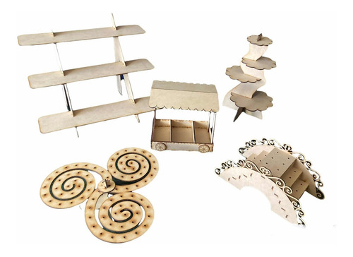 Imagen 2 de 10 de Kit Exhibidores Muebles Mesa De Dulces Candy Bar Cupcake Mdf