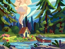 Comprar Casita Bosque Paint By Numbers Xidaka Con Bastidor De Madera