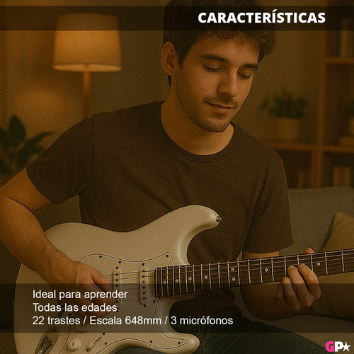 Guitarra Electrica Strato Amplificador 50w Funda Accesorios