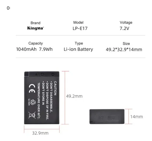 Cargador + Bateria P/ Kiss X10 Eos M6 Mark Ii 8000d M5 M6 M7