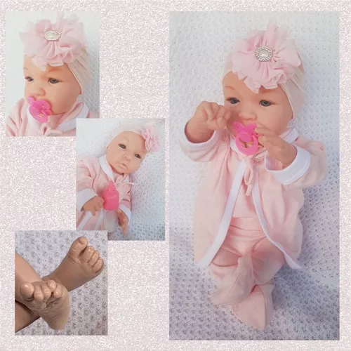 Boneca Bebê Reborn Real Realista Menina Recém Nascida E Acessórios  Mamadeira Mágica - Com Cílios - Corpo Completo Em Vinil Muito Detalhado -  Linda