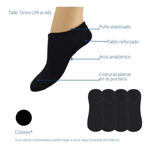 Imagen 2 de 7 de Pack X6 Floyd Soquete Invisible Hombre Liso 1415 Negro A.e