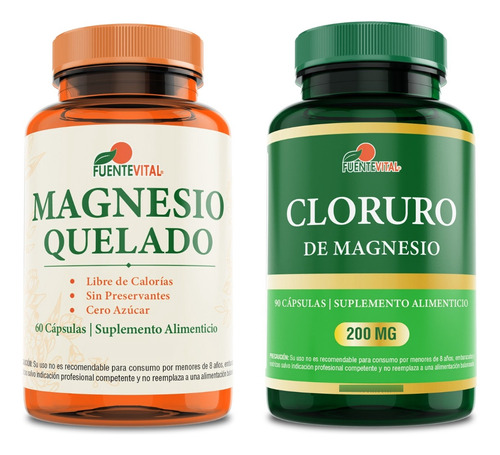 Magnesio Quelado + Cloruro De Magnesio. Pack Oferta