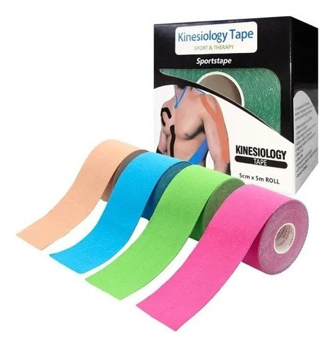 Cinta adhesiva Kinesio Tape para dolor muscular, vendaje elástico, color azul