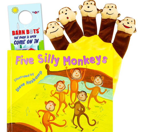 Five Silly Monkeys Con Marioneta De Mano -- Un Libro De Tab.